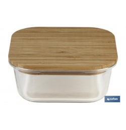 SET DE 2 RECIPIENTES DE BOROSILICATO CON TAPA DE BAMBÚ MODELO PANDA 520 ML - 800 ML