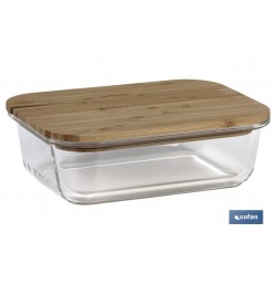 SET DE 3 RECIPIENTES DE BOROSILICATO CON TAPA DE BAMBÚ MODELO PANDA 640 ML-1040 ML -1520 ML