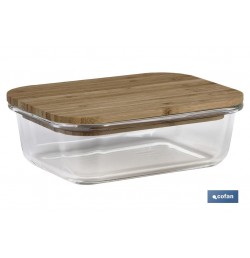 SET DE 3 RECIPIENTES DE BOROSILICATO CON TAPA DE BAMBÚ MODELO PANDA 640 ML-1040 ML -1520 ML