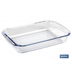 SET DE 3 FUENTES RECTANGULARES DE VIDRIO BOROSILICATO MODELO BARITINA 1600ML-2200ML-3000ML