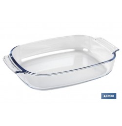 SET DE 2 FUENTES OVALADAS ANCHAS DE VIDRIO BOROSILICATO MODELO BARITINA 2700 ML - 3800 ML