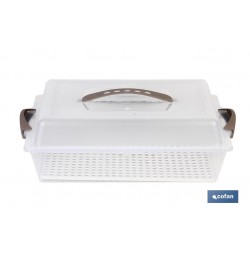 TARTERA  RECTANGULAR PAVLOVA OPACA ASAS CREMA 38X28x13cm