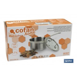 CAZO CON TAPA 1.7L ACERO INOX 18/10 MODELO CADENZA