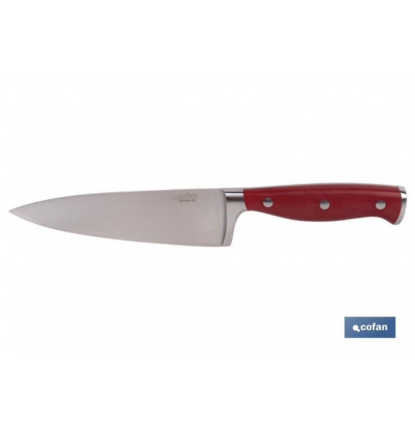 CUCHILLO COCINA HOJA15cm MODELO AGUACEJO ROJO