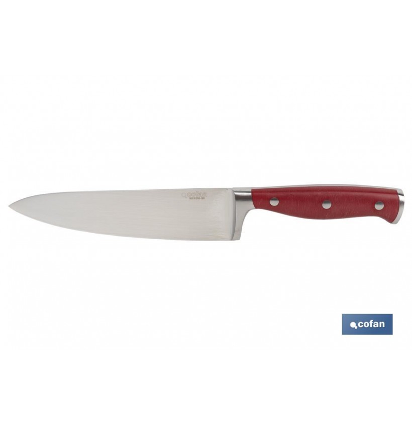 CUCHILLO COCINA HOJA 17cm MODELO AGUACEJO ROJO
