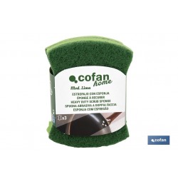 PACK DE 3  ESTROPAJOS VERDES CON ESPONJA