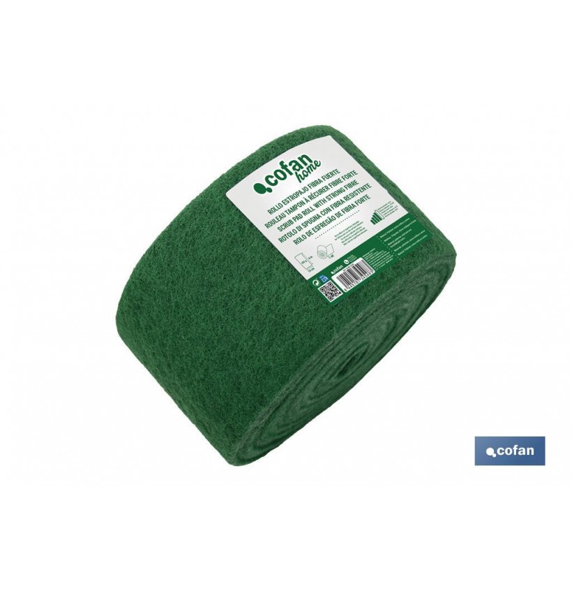 ROLLO ESTROPAJO FIBRA FUERTE VERDE 14X6 M