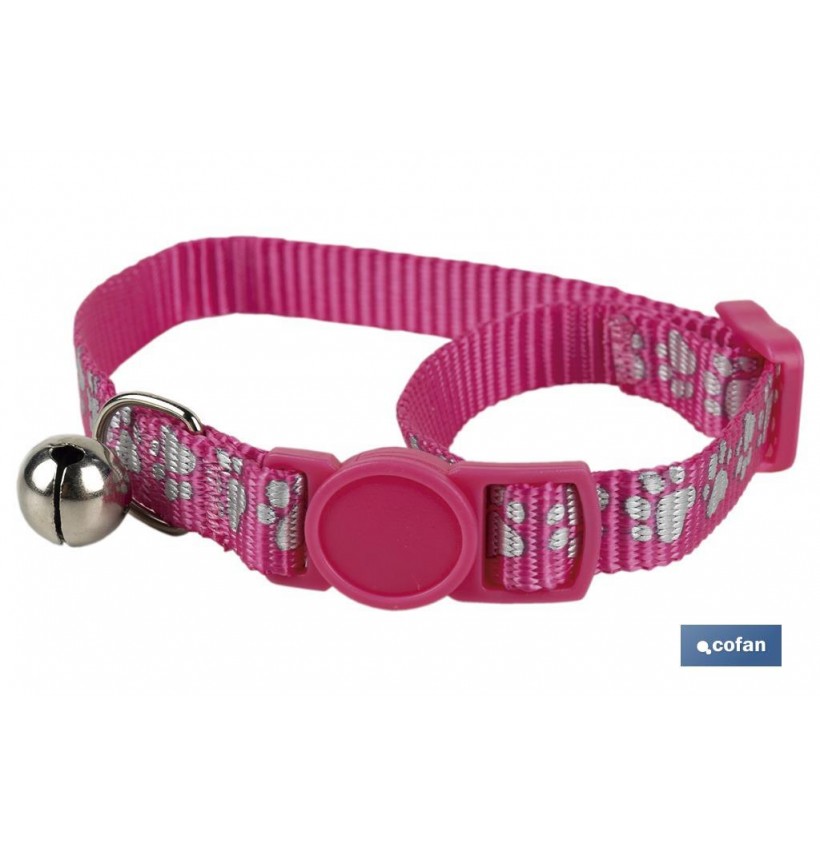 COLLAR CON CASCABEL GATOS ROSA  1 CM X 32 CM