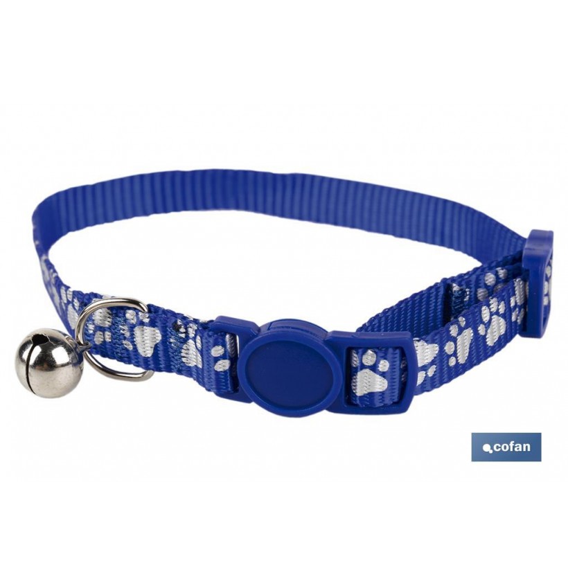 COLLAR CON CASCABEL GATOS AZUL 1 CM X 32 CM