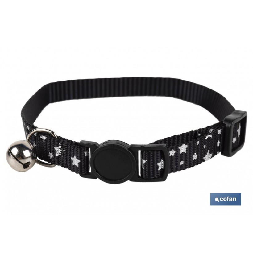 COLLAR CON CASCABEL GATOS NEGRO 1 CM X 32 CM