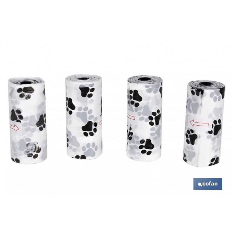 PACK 4 ROLLOS BOLSAS DE BASURA PARA EXCREMENTOS DE MASCOTAS 15 UNIDADES CADA ROLLO 35,5 X 23 CM