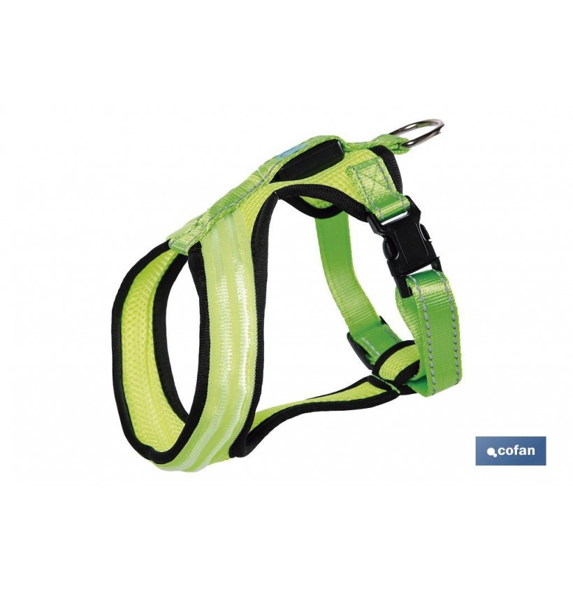 ARNES ILUMINADO Y REFLECTANTE CON LUZ LED PARA PERROS  35X32-50CM