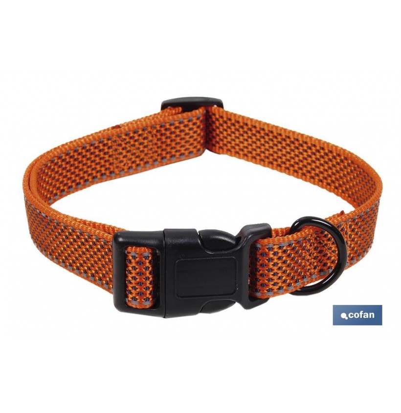 COLLAR PARA PERROS REFLECTANTE NARANJA  1,5 X 30-45 CM