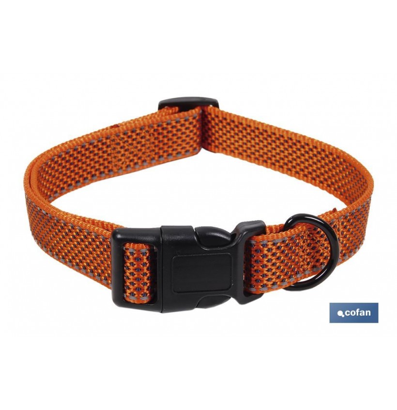 COLLAR PARA PERROS  REFLECTANTE NARANJA 2,5 X 40-55 CM