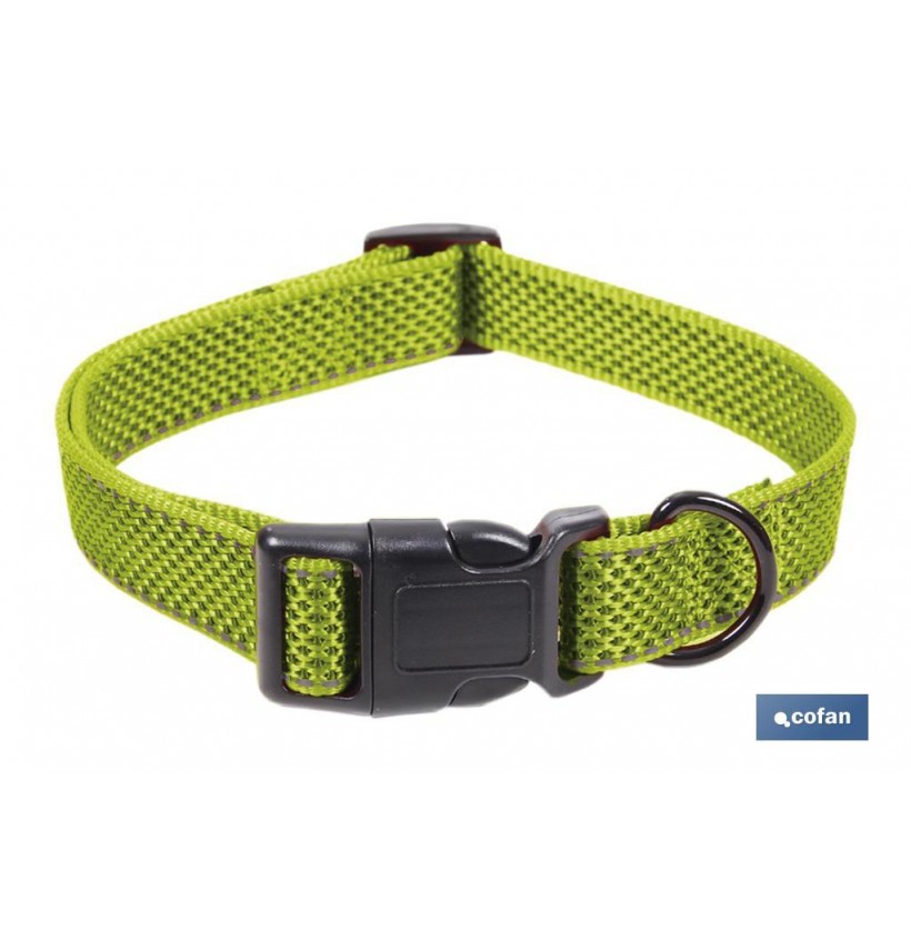 COLLAR PARA PERROS REFLECTANTE VERDE  1,5 X 30-45 CM