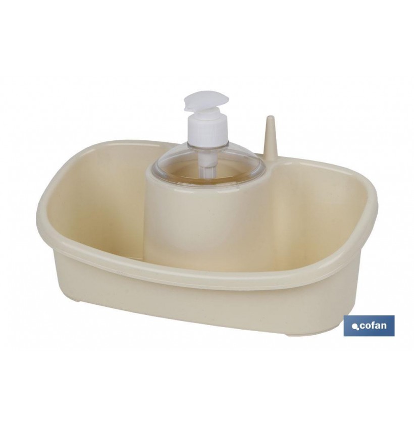 ESTROPAJERO CON DOSIFICADOR BEIGE 26X13X16.5cm