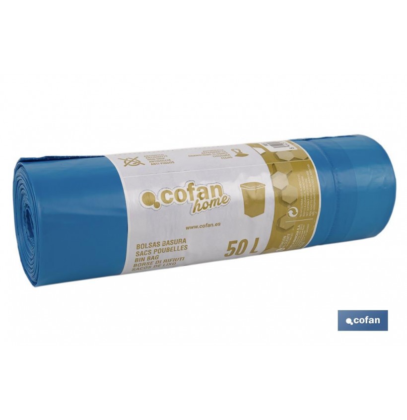 BOLSA DE BASURA  AUTOCIERRE PERFUMADA  70 x70 cm G.120 COLOR AZUL10 UDS 50l