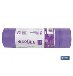 BOLSA DE BASURA AUTOCIERRE PERFUMADA LAVANDA 57 X 57 G.90 COLOR VIOLETA 15 UDS 30l