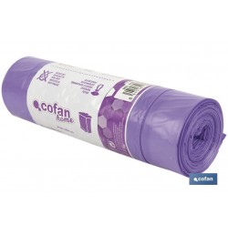 BOLSA DE BASURA AUTOCIERRE PERFUMADA LAVANDA 57 X 57 G.90 COLOR VIOLETA 15 UDS 30l