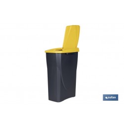 CUBO DE BASURA PARA RECICLAR 25 LITROS  COLOR AMARILLO 21.5 X 36 X 51 CM