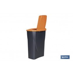 CUBO DE BASURA PARA RECICLAR 25 LITROS  COLOR NARANJA 21.5 X 36 X 51 CM