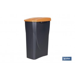 CUBO DE BASURA PARA RECICLAR 25 LITROS  COLOR NARANJA 21.5 X 36 X 51 CM