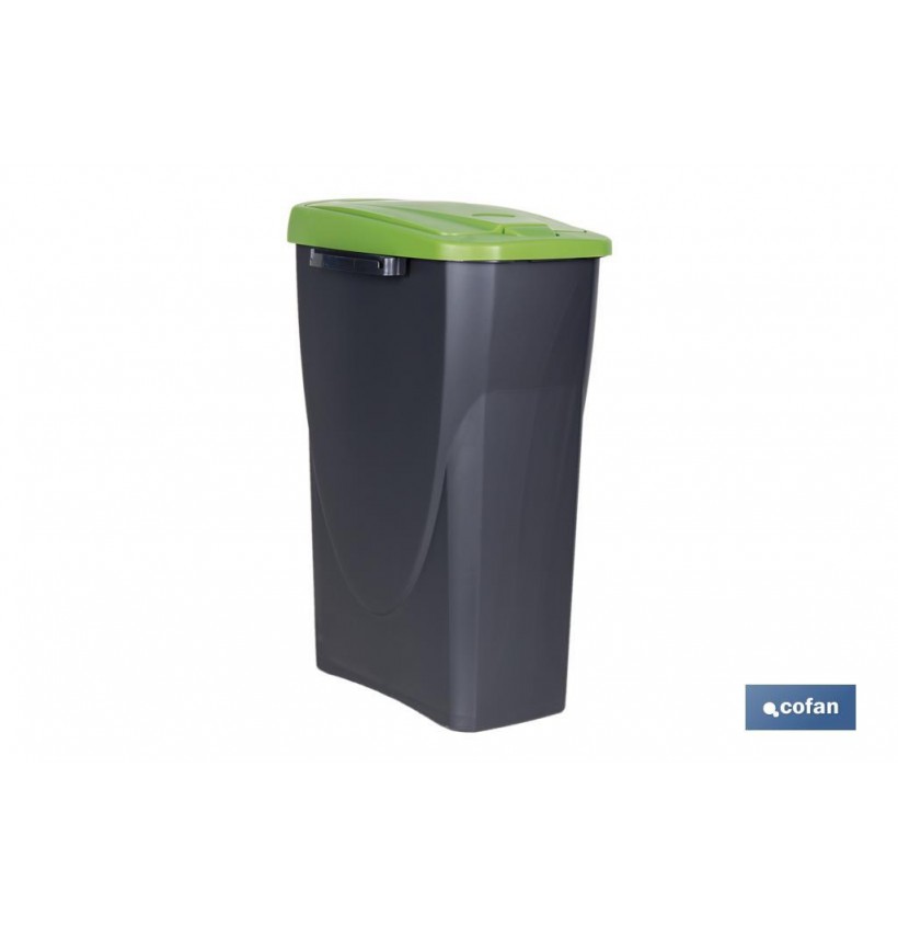 CUBO DE BASURA PARA RECICLAR 25 LITROS  COLOR VERDE 21.5 X 36 X 51 CM