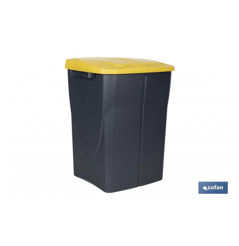 CUBO DE BASURA PARA RECICLAR 45 LITROS  COLOR AMARILLO 36.5 X 36 X 51  CM