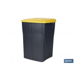 CUBO DE BASURA PARA RECICLAR 45 LITROS  COLOR AMARILLO 36.5 X 36 X 51  CM
