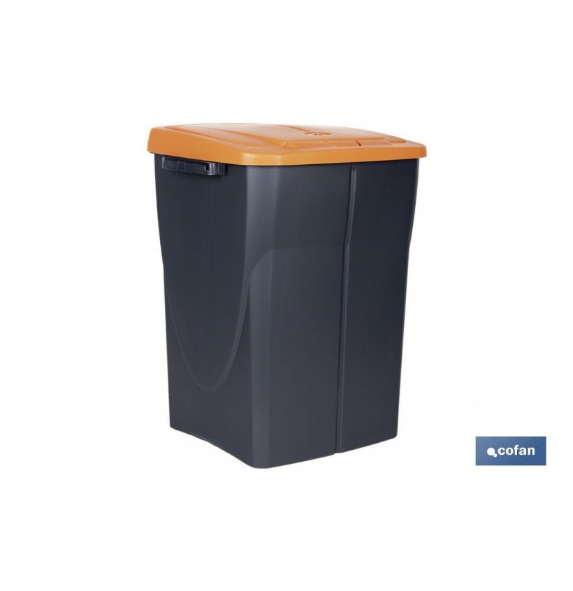 CUBO DE BASURA PARA RECICLAR 45 LITROS  COLOR NARANJA 36.5 X 36 X 51  CM