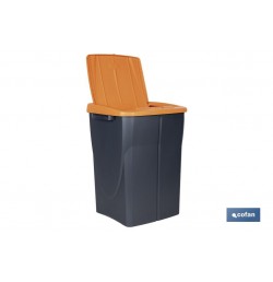 CUBO DE BASURA PARA RECICLAR 45 LITROS  COLOR NARANJA 36.5 X 36 X 51  CM