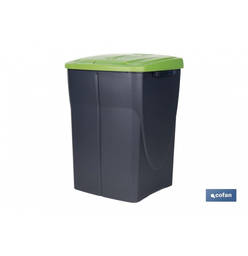 CUBO DE BASURA PARA RECICLAR 45 LITROS  COLOR VERDE 36.5 X 36 X 51  CM
