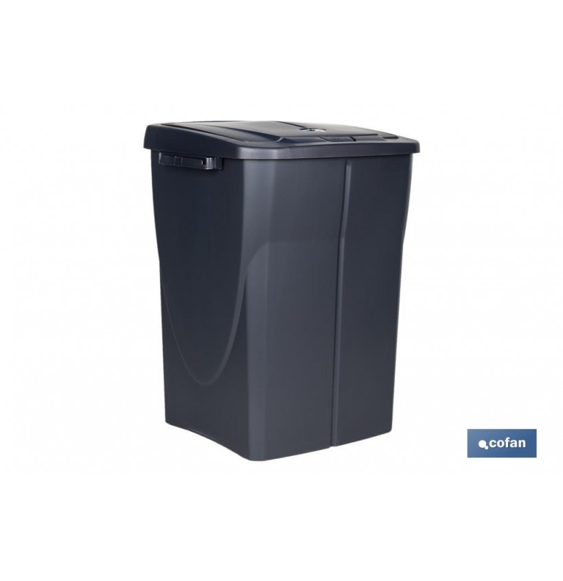 CUBO DE BASURA PARA RECICLAR 45 LITROS  COLOR GRIS 36.5 X 36 X 51  CM
