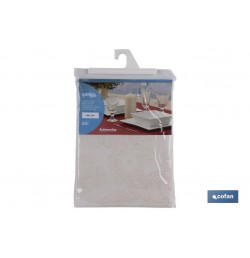 MANTEL ANTIMANCHAS RESINADO 1,40x2,0 mt 45% ALG/50% POL 5% LUREX LINEAS ORO
