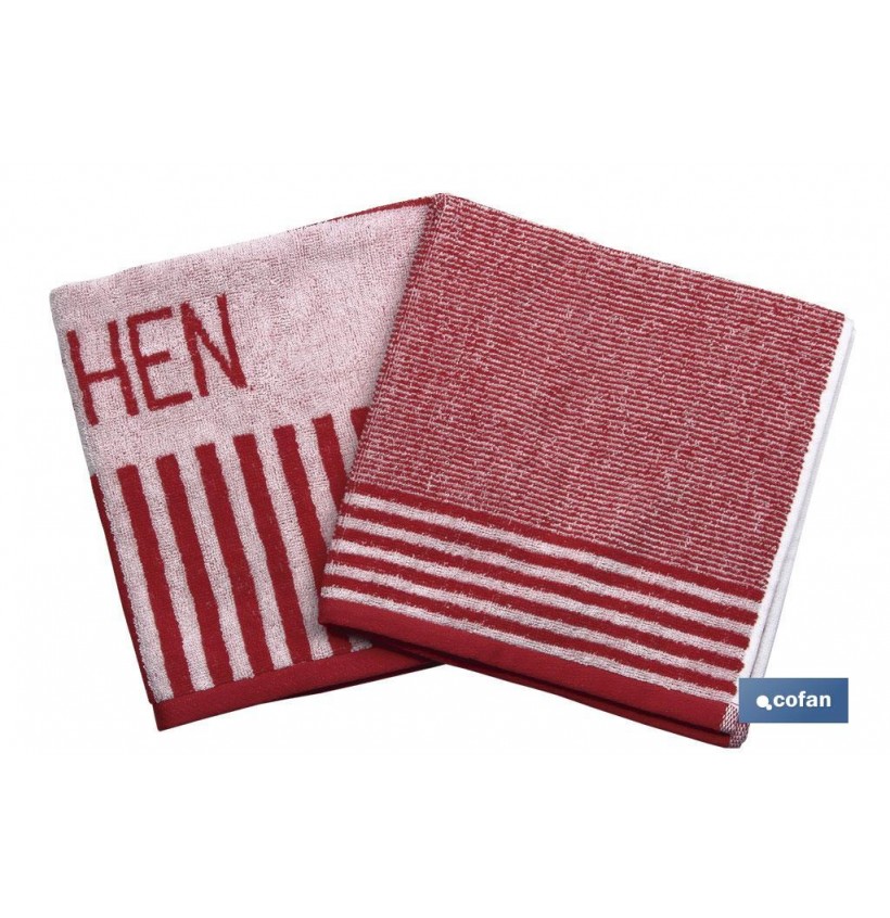 PACK 2 PAÑOS COCINA 50X50 ROJO