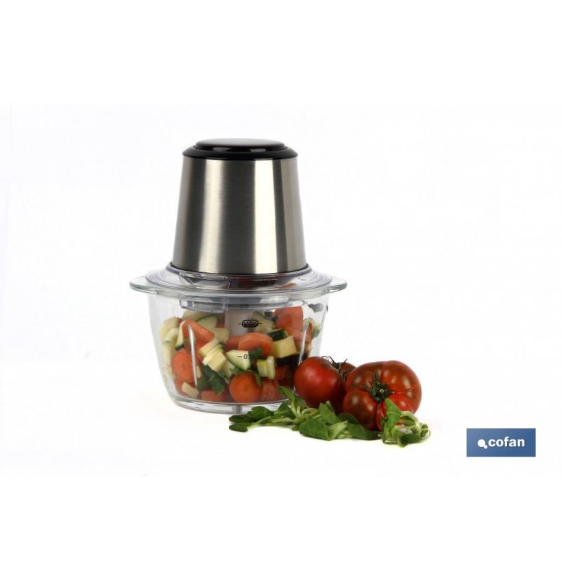 PICADORA ELECTRICA ACERO INOX VASO DE  CRISTAL 1,2 L 400W MODELO OLVERA