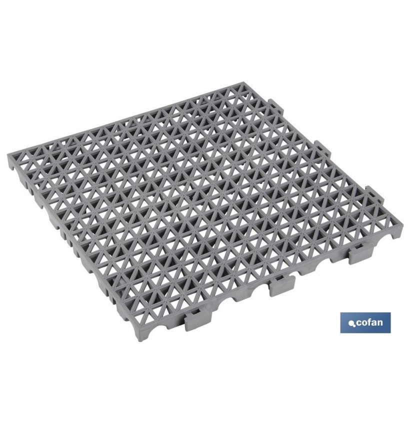 SET DE 4 UDS. LOSETA ALVEOLADA GRIS CLARO DE PVC 33 X 33 X 2 CM