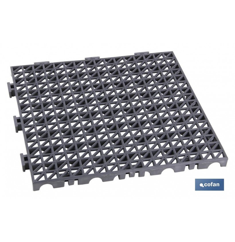 SET DE 4 UDS. LOSETA ALVEOLADA GRIS OSCURO DE PVC 33 X 33 X 2 CM