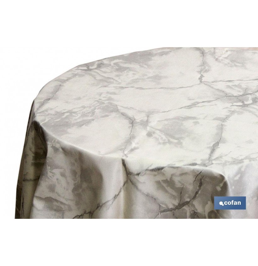 MANTEL REDONDO CONFECCIONADO MARMOLADO Ø120 CM 65 % PVC Y 35 % POLIPROPILENO