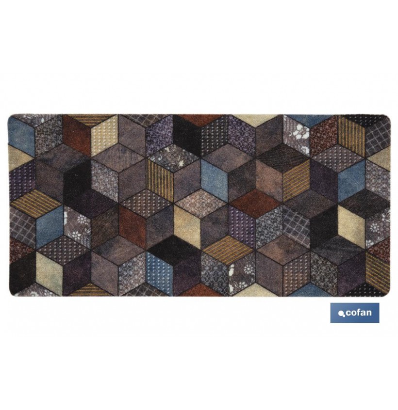 FELPUDO ESTAMPADO DIGITAL CUBOS  50x100cm