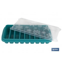 CUBITERA HIELO CON TAPA COLOR TURQUESA 12.5X26X4 cm