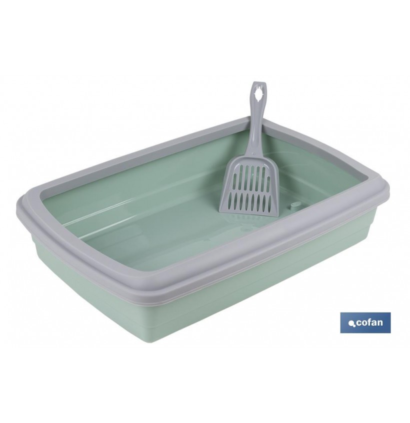ARENERO PARA GATOS COLOR VERDE AGUA 47 X 31 X 11 cm