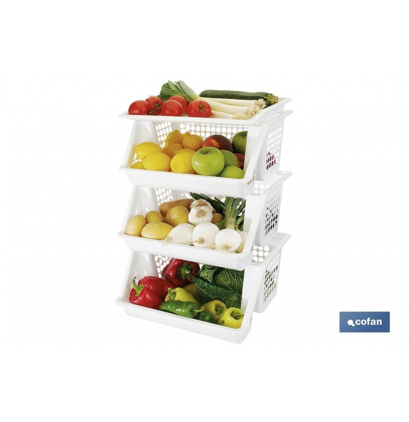 VERDULERO BLANCO 3 CESTAS  62X39X32 cm