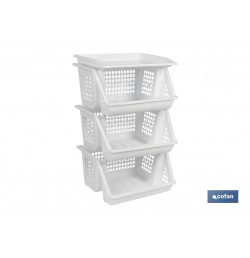 VERDULERO BLANCO 3 CESTAS  62X39X32 cm