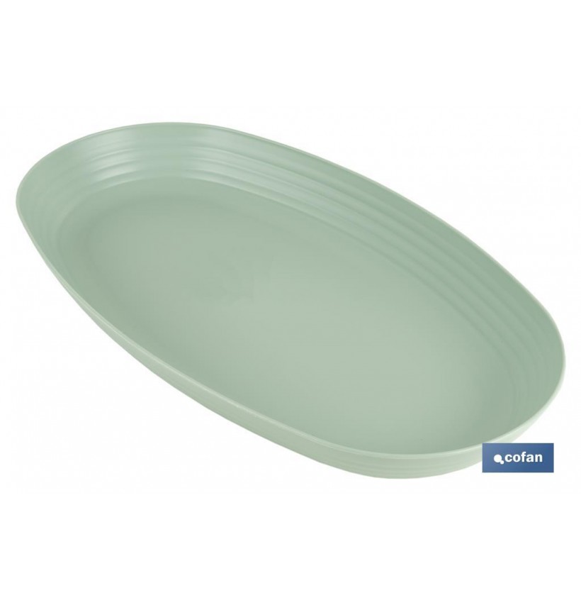 FUENTE OVALADA VERDE AGUA 39 X22X 4,5 CM MODELO NARA 2000ML
