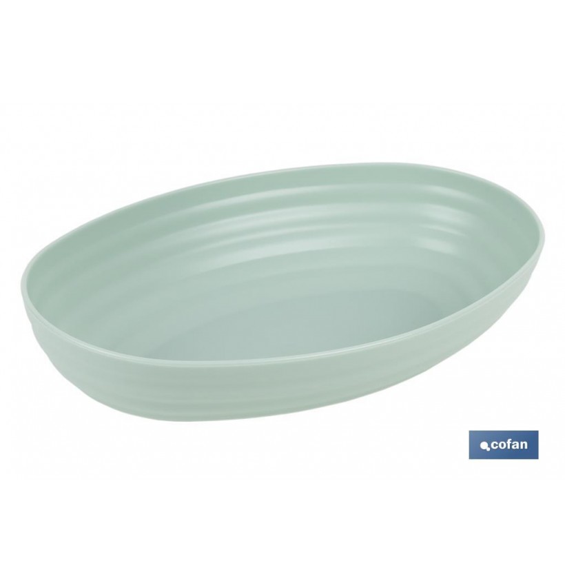 FUENTE OVALADA VERDE AGUA 24X16X5.5CM MODELO NARA 1080ML