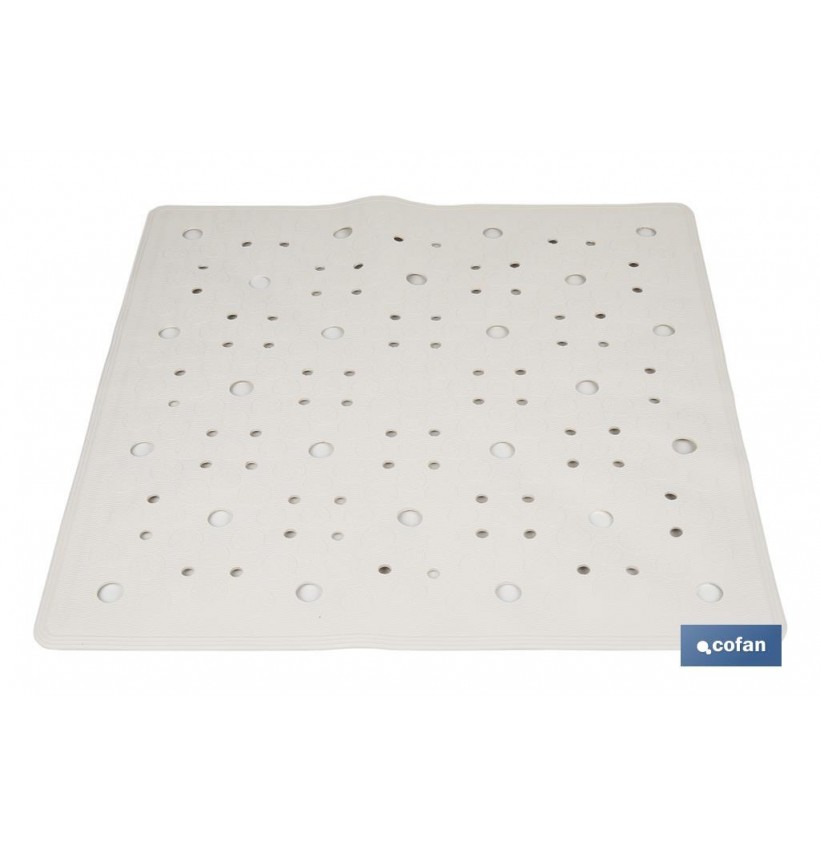 ALFOMBRA ANTIDESLIZANTE CON VENTOSAS  BAÑERA/DUCHA BLANCO 53 X 53 cm