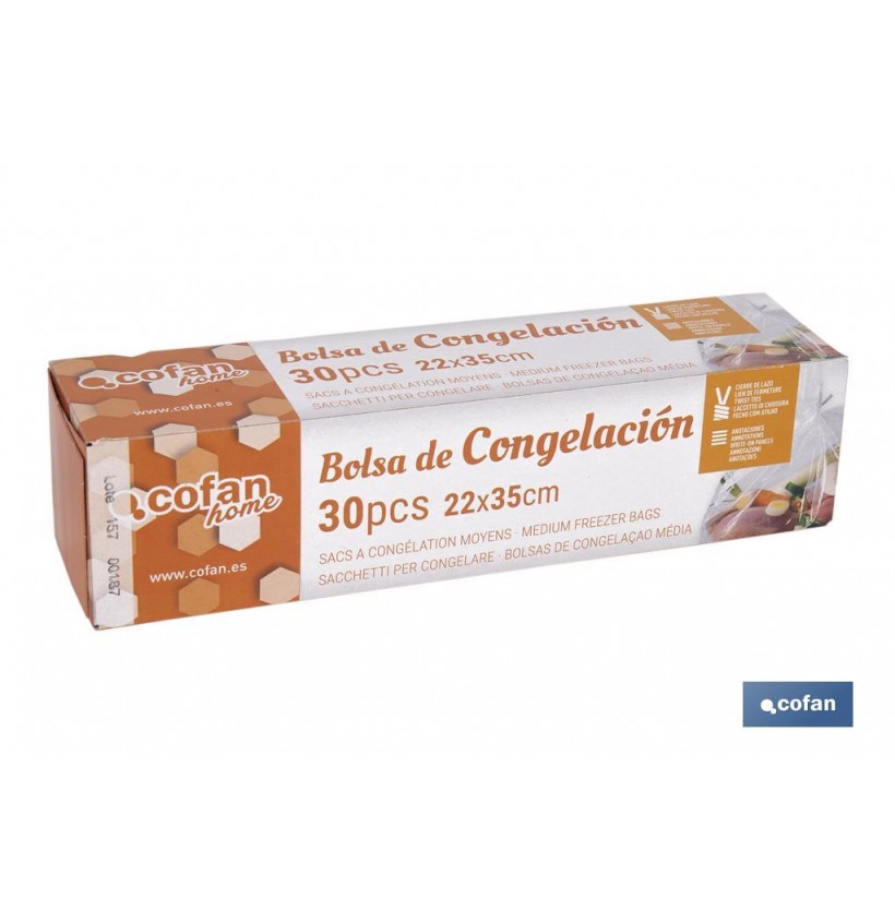 BOLSAS DE CONGELACIÓN MEDIANA 22X35 30UDS