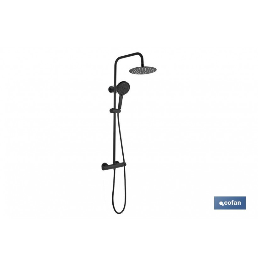 COLUMNA DE DUCHA NEGRA CON GRIFO TERMOSTATICO 90-1,40 CM
