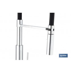 GRIFO COCINA MONOMANDO TUBO FLEXIBLE NEGRO 25 mm